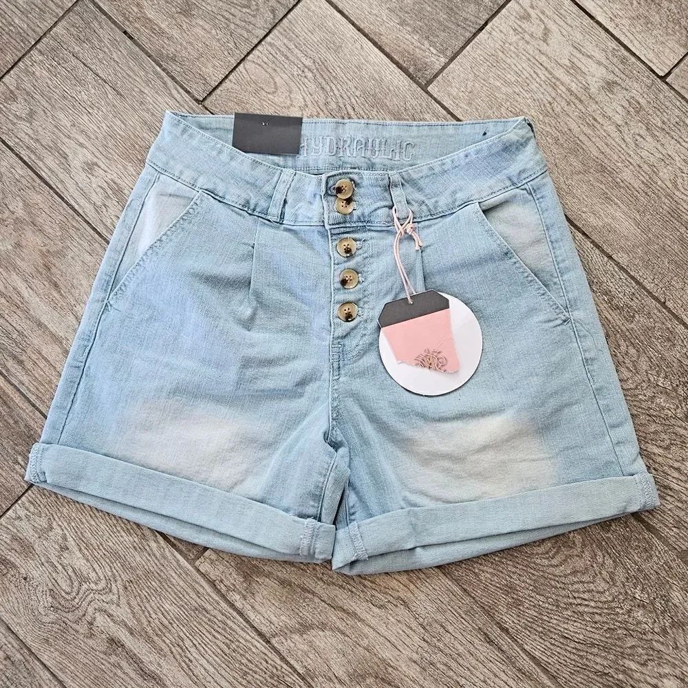 Hydraulic Murray Curvy Hi Rise Light Denim Wash Shorts Size 8